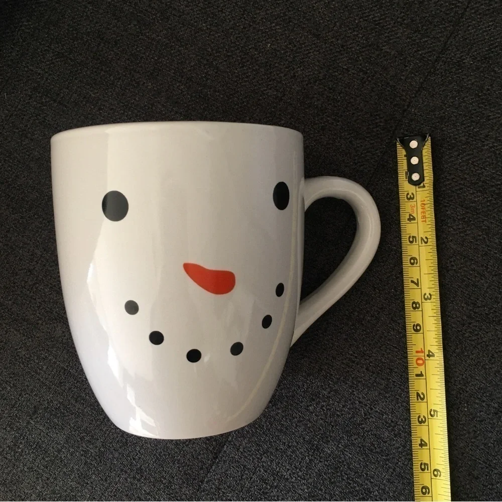 Snowman Face Mug, White, Black, Orange, 18oz
